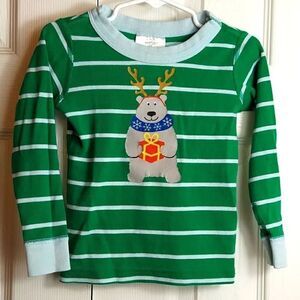 Hanna Andersson Green Christmas Pajama Top 3T